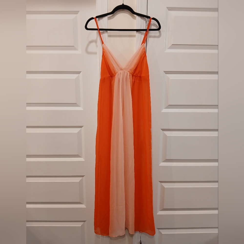 Oscar De La Renta Pink Label Sheer Maxi Nightgown Size Medium - Picture 2 of 5